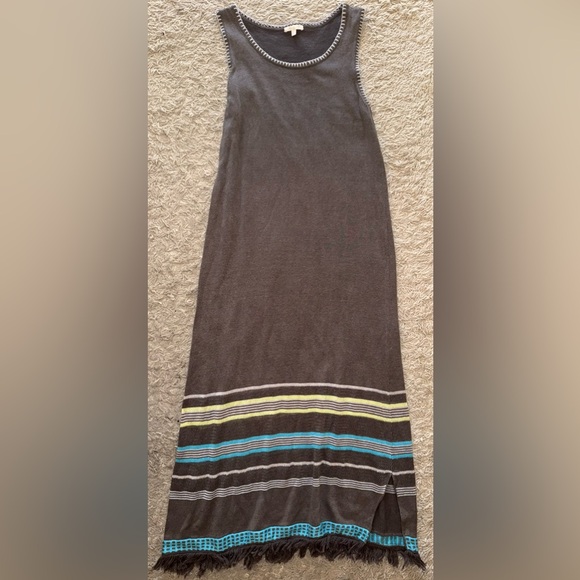 LISA TODD tan taupe sleeveless knit ankle dress Large L - Picture 1 of 9